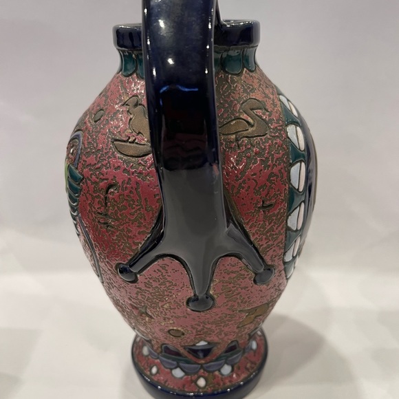 Antique Amphora ceramic vase Egypt art deco nouveau Czechoslovakia Marked Signed - Picture 2 of 16